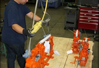 Image of man working on 300M Mill Duty AC Thruster Shoe Brakes