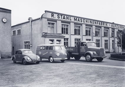 Black and White Image of Historic STAHL Building