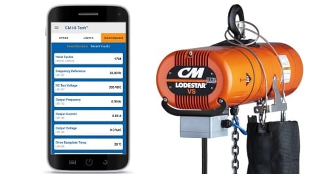 Product Image of Lodestar VS Electric Chain Hoist with a Phone Screen of CM Hi-Tech