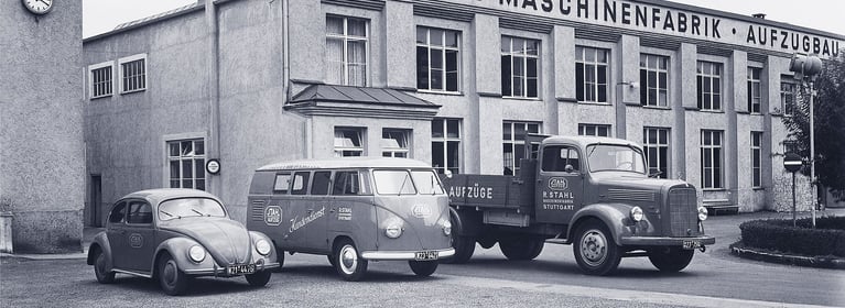 Black and White Image of Historic STAHL Building